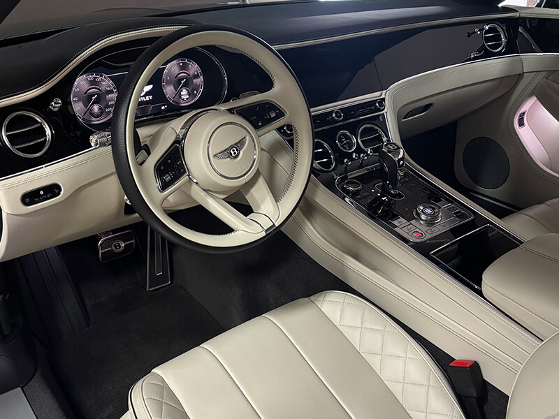 Bentley cabin with cream leather seats after an interior detail