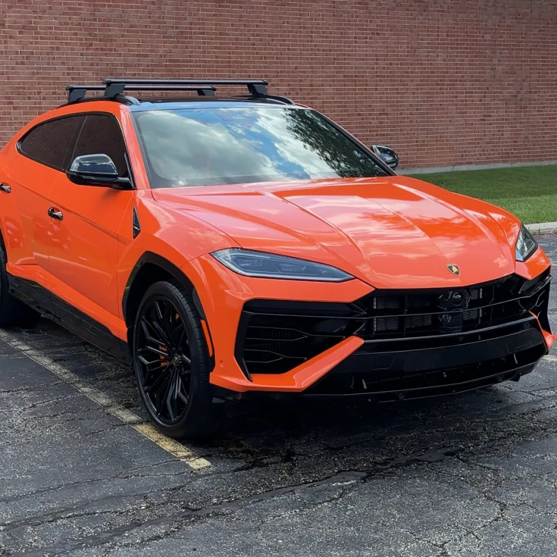 Orange Lamborghini Urus after a full exterior detail
