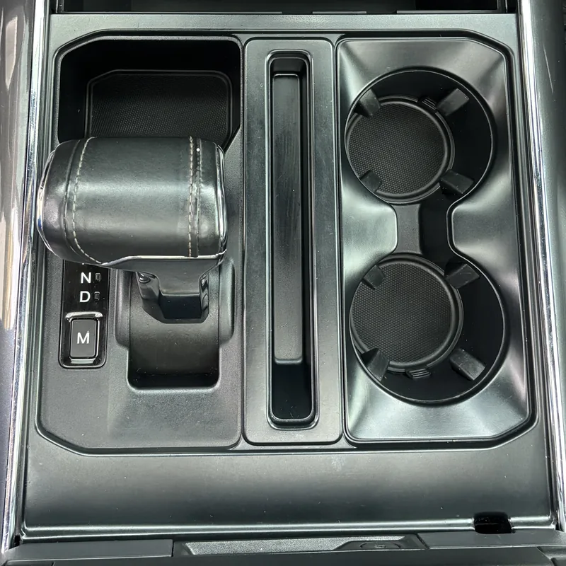 Pickup truck center console and cup holders after interior car detailing, Arlington Heights